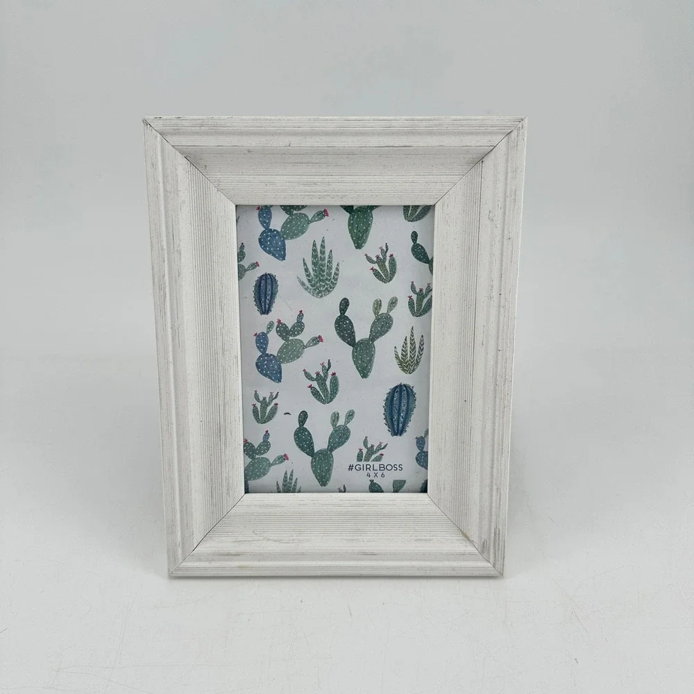 Girl Boss White Distressed‎ Wood Picture Frame 4x6 Farmhouse Rustic Decor